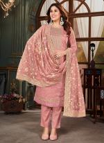 Pure Organza Pink Festival Wear Embroidery Work Straight Suit